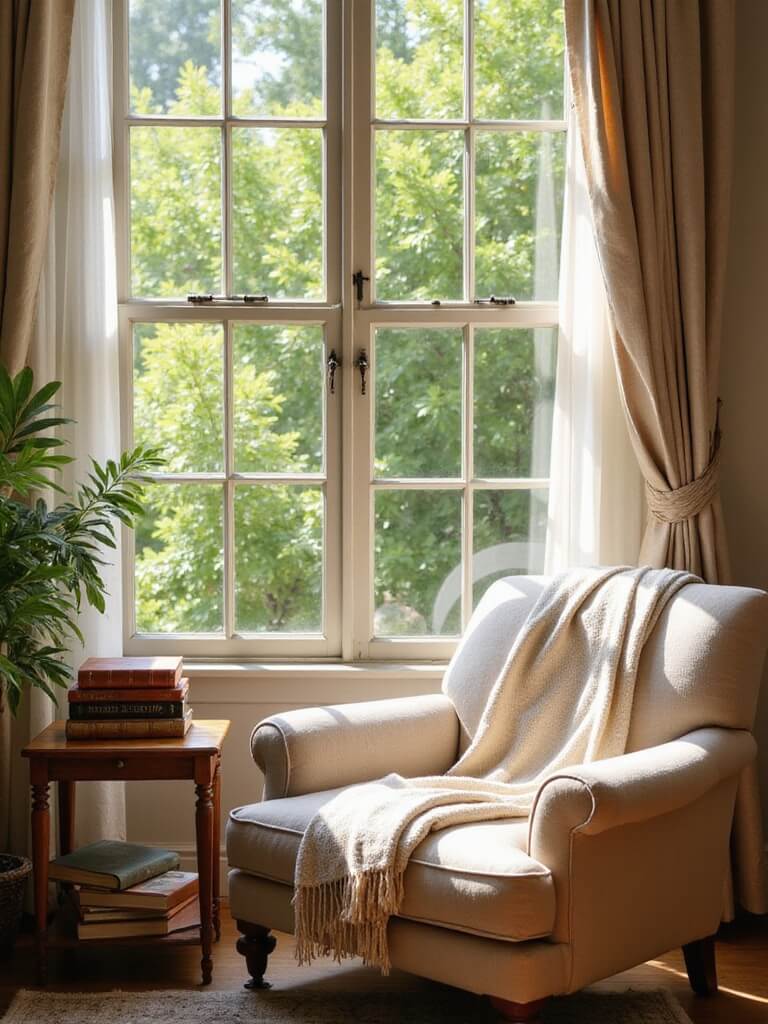 cozy window reading nook