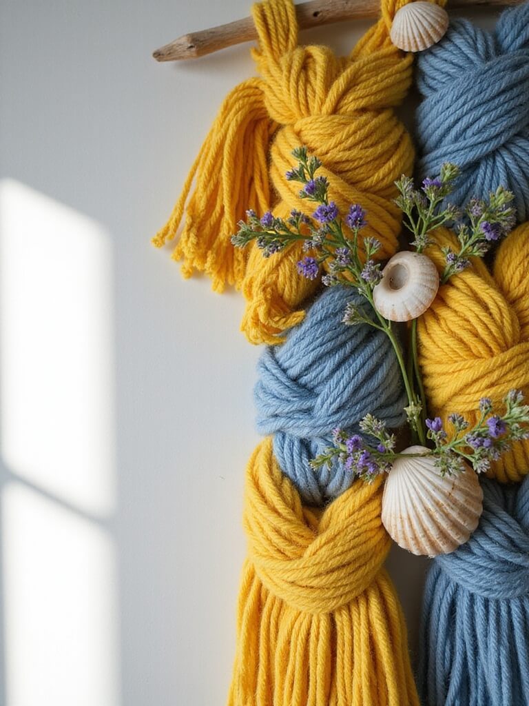 diy geometric fabric hangings