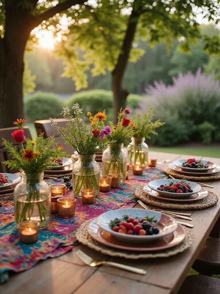 vibrant bohemian outdoor feast