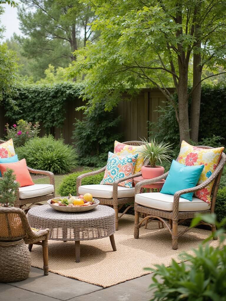 vibrant outdoor patterned cushions